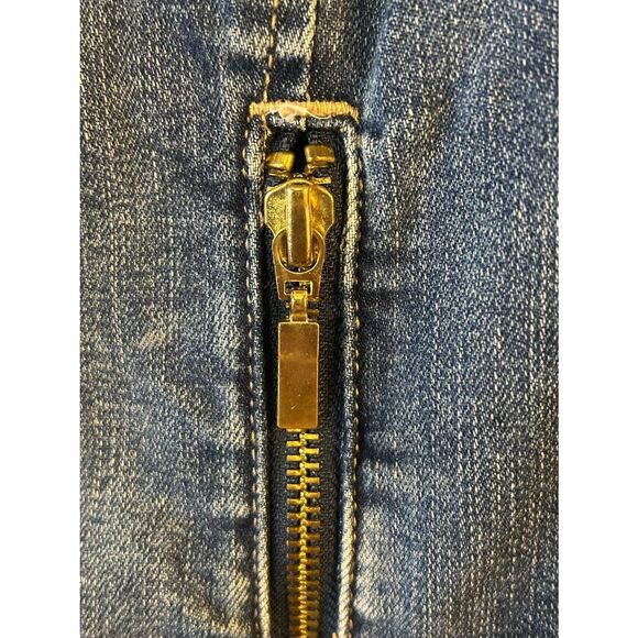 Chico's Womens Jean Jacket Dark Wash Collarless Button Up Size 0=4 (5312) - Picture 3 of 6